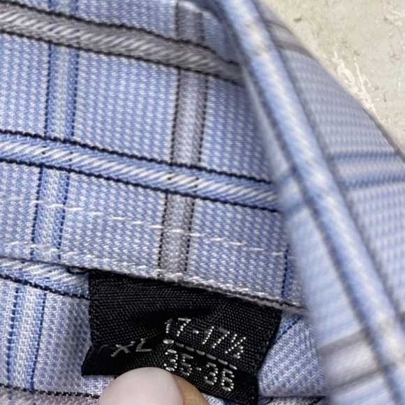 Hathaway Platinum 100% Cotton Men's Blue Plaid Dress Shirt 17-17 1/2, 35-36 - Picture 4 of 5